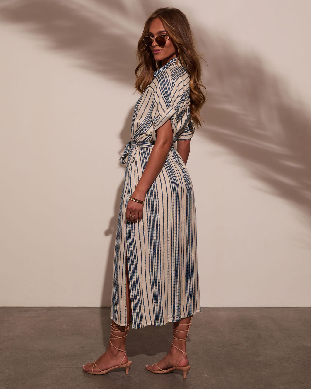 Falling Sun Striped Midi Shirt Dress – VICI