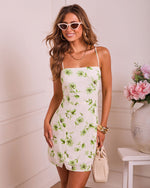 Feathered Garden Floral Linen Mini Dress