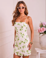 Feathered Garden Floral Linen Mini Dress