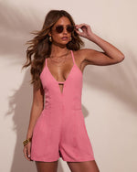 Pink Wash % Indigo Outlaw V Neck Denim Romper-5