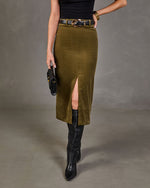 Renae Belted Corduroy Midi Skirt