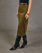 Renae Belted Corduroy Midi Skirt