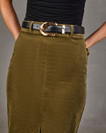 Renae Belted Corduroy Midi Skirt