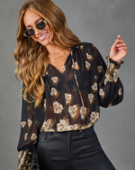 Touch Of Fall Floral Neck Tie Top