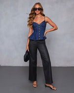 Crisp Muse Denim Peplum Top
