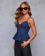 Crisp Muse Denim Peplum Top