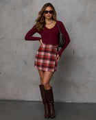 Red % Jamilah Ribbed V Neck Sweater-13