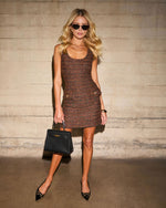 Brown % Lizabeth Tweed Mini Dress-6