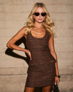 Brown % Lizabeth Tweed Mini Dress-1
