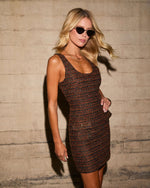 Brown % Lizabeth Tweed Mini Dress-3