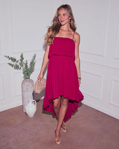 Geradine Tiered High Low Mini Dress VICI Geradine Tiered High Low Mini Dress VICI