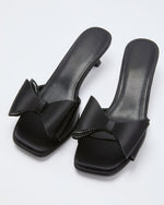 Black % Cranberry Moon Satin Bow Kitten Heels-2