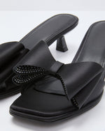 Black % Cranberry Moon Satin Bow Kitten Heels-3