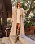 Beige % Frederica Pocketed Faux Fur Collar Coat-1