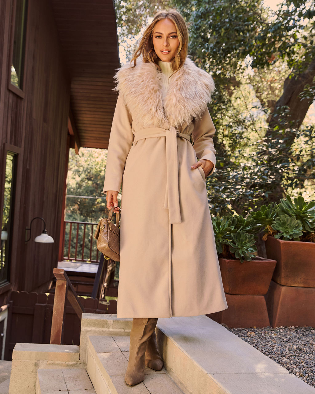 ジャケット・アウター Foufou fur collar half coat Frederica Pocketed Faux Fur Collar Coat – VICI