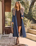 Frederica Denim Faux Fur Collar Coat