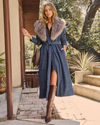 Frederica Denim Faux Fur Collar Coat