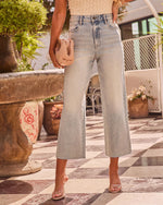 Light Wash % San Gabriel Super Stretch High Rise Cropped Wide Leg Jeans-1