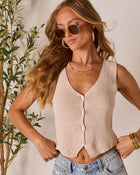 Ecru % Close to Me Knit Vest Top-1