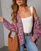 Purple Multi % Soft Energy Multi Color Open Front Cardigan-1
