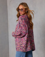 Purple Multi % Soft Energy Multi Color Open Front Cardigan-3