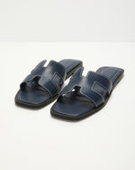 Navy % Gordy Flat Sandal-2