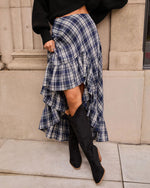 Fiorah Plaid High Low Midi Skirt