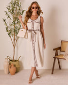 Westen Waist Tie Midi Shirt Dress