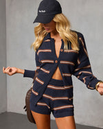 Blue Multi % Nieves Striped Knit Top-3