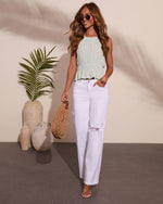 Lauraine Stretch Mid Rise Wide Leg Distressed Jeans