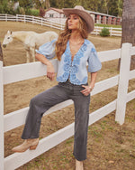 Countryside Stitch Embroidered Boho Denim Top