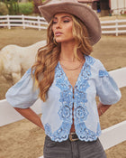 Countryside Stitch Embroidered Boho Denim Top