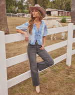 Countryside Stitch Embroidered Boho Denim Top