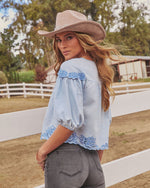 Countryside Stitch Embroidered Boho Denim Top