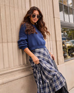 Navy % Elouise Cropped Crewneck Sweater-3