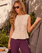 Daybreak Darling Woven Knit Sleeveless Sweater