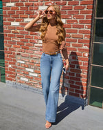 Tan % Dylan Cropped Mock Neck Top-5