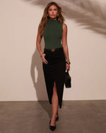 Dark Green % Samara Mockneck Bodysuit-8