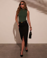 Dark Green % Samara Mockneck Bodysuit-11