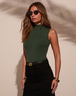 Dark Green % Samara Mockneck Bodysuit-9