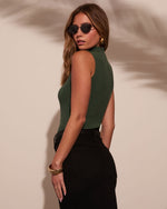 Dark Green % Samara Mockneck Bodysuit-10