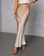 Taupe/Charcoal % Mindee Ombre Maxi Skirt-2