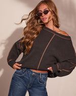 Tierra Ribbed Knit Contrast Trim Pullover Sweater