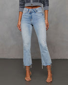 Medium Wash % Olivia High Rise Cross Over Crop Flare Jeans-1