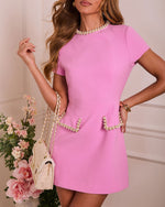 Still Rising Embellished Trim Shift Mini Dress