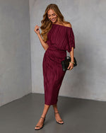 Ceyvan Off The Shoulder Plisse Maxi Dress