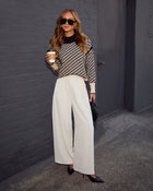 Cream % Madrigal Pocketed Wide Leg Pants-1