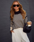 Alma Cross Jacquard Mock Neck Sweater