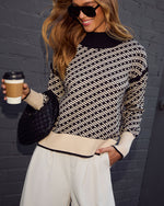Alma Cross Jacquard Mock Neck Sweater