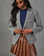 Sophie Houndstooth Plaid Double Breasted Blazer